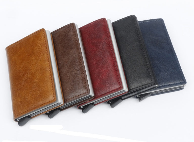 Automatic pop-up leather card holder