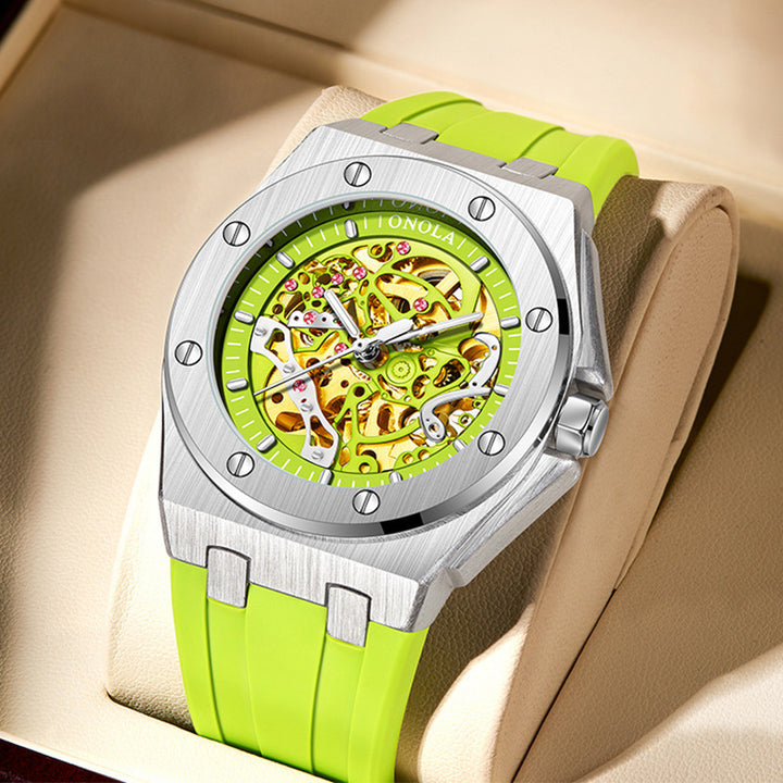 Tape Waterproof Luminous Hollow Automatic Mechanical Watch