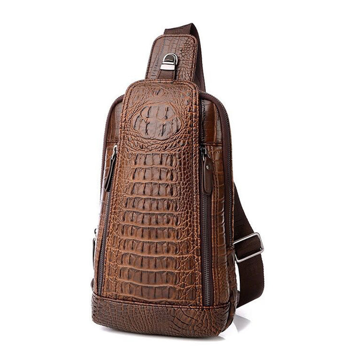 Men's Chest Bag Crocodile Pattern One Shoulder Messenger Bag Fashion One Shoulder