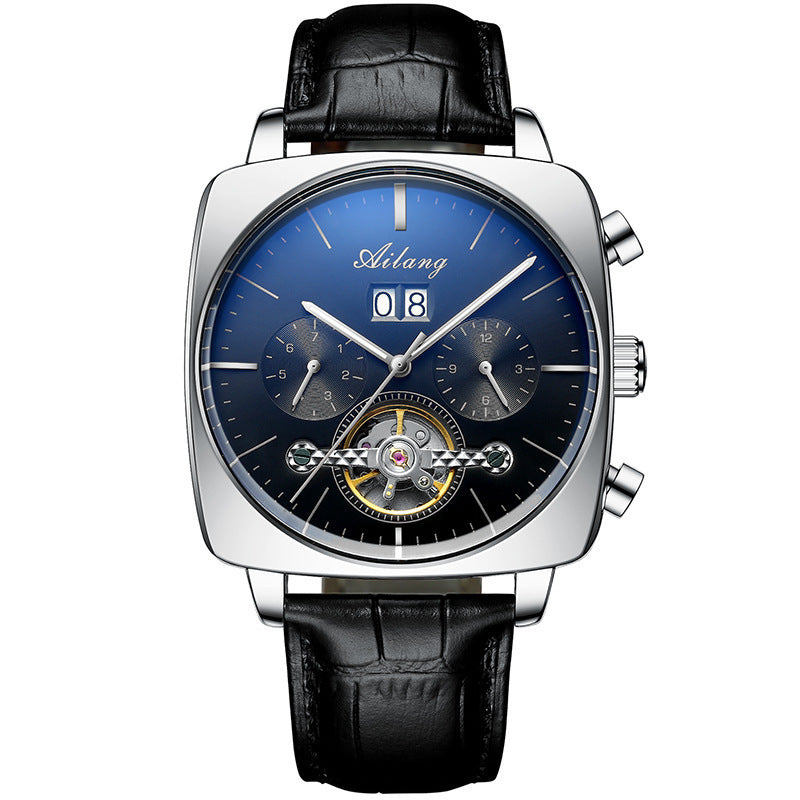 Square Watch Men's Hollow Tourbillon Multi-function Mechanical Watch