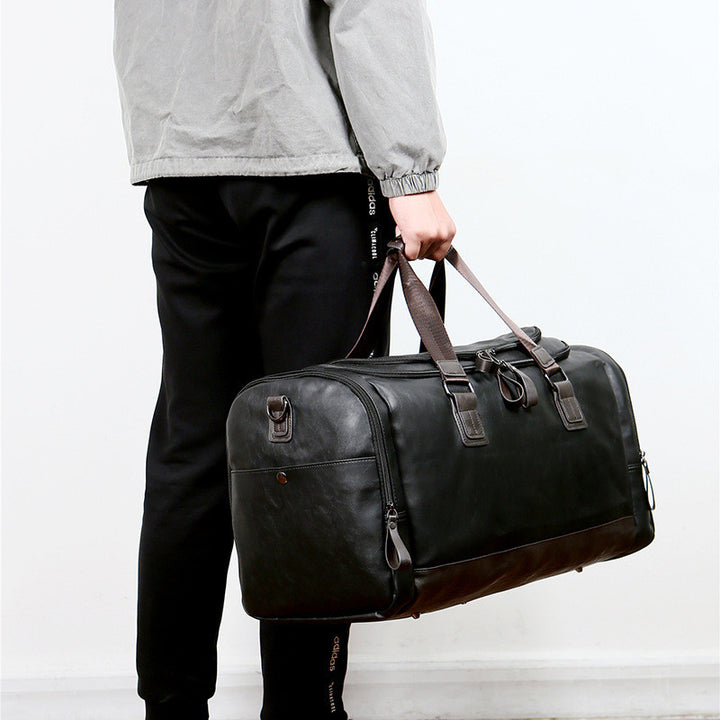 Pu Leather Large Capacity Travel Bag Men's Business Travel Duffel Bag