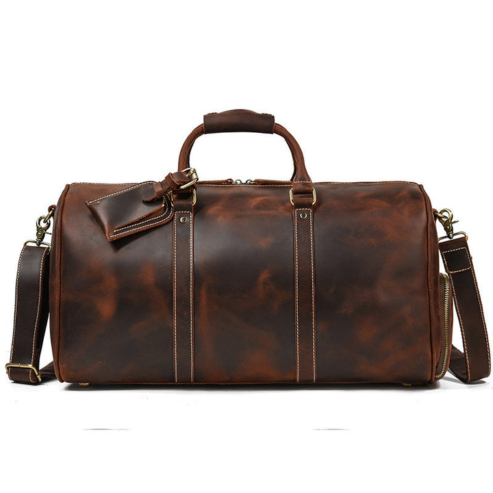 Leather Travel Bag Crazy Horse Leather Retro Duffel Bag