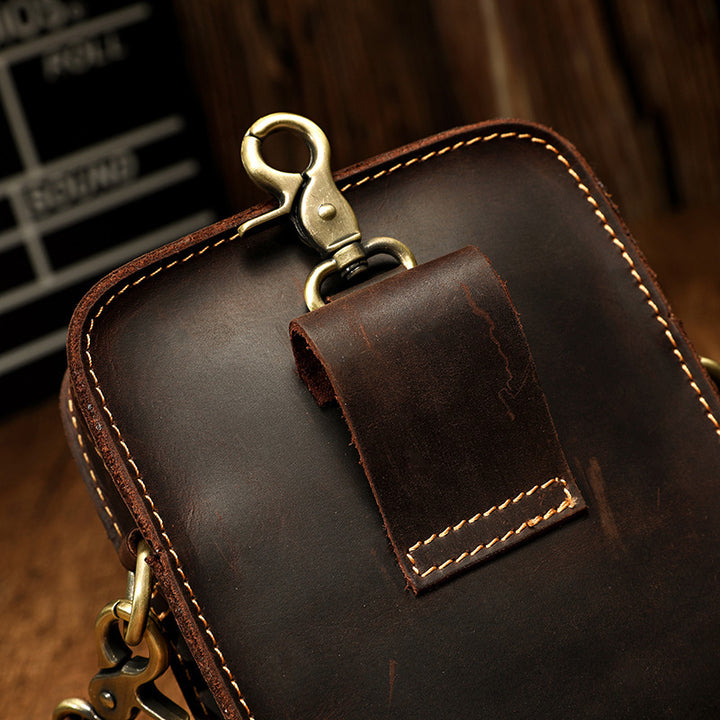 Hand-rubbed leather shoulder messenger bag