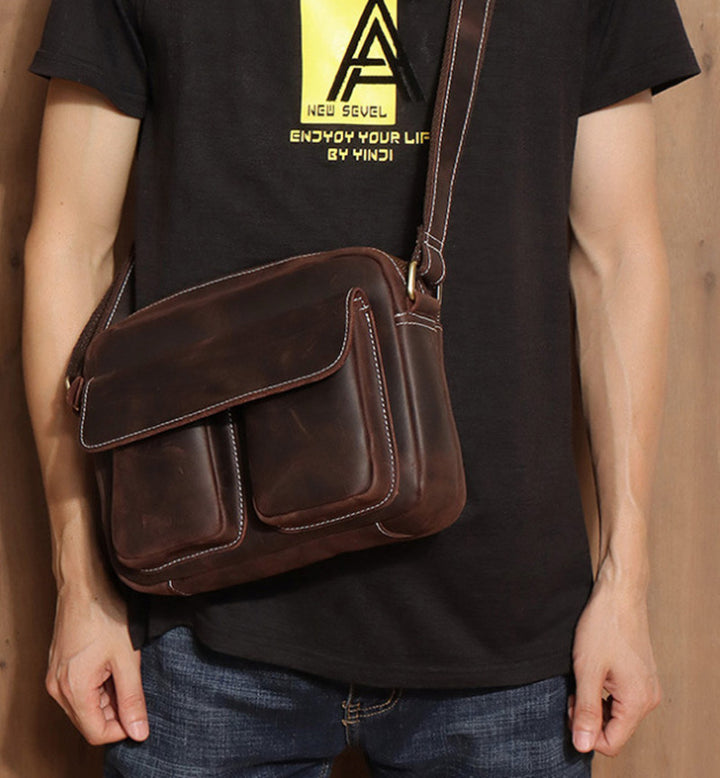 Men's Shoulder Bag Head Layer Cowhide Casual Personality Messenger Bag