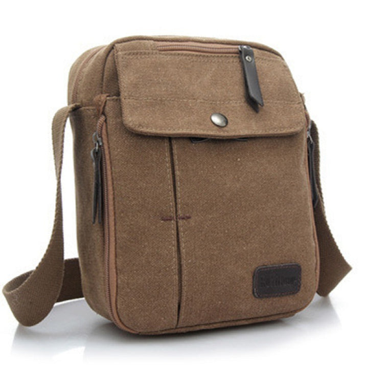 Men's Canvas Bag Shoulder Messenger Small Bag Messenger Bag Leisure Multifunctional Fashion Sports Travel Backpack Korean Version Of The Vertical Style