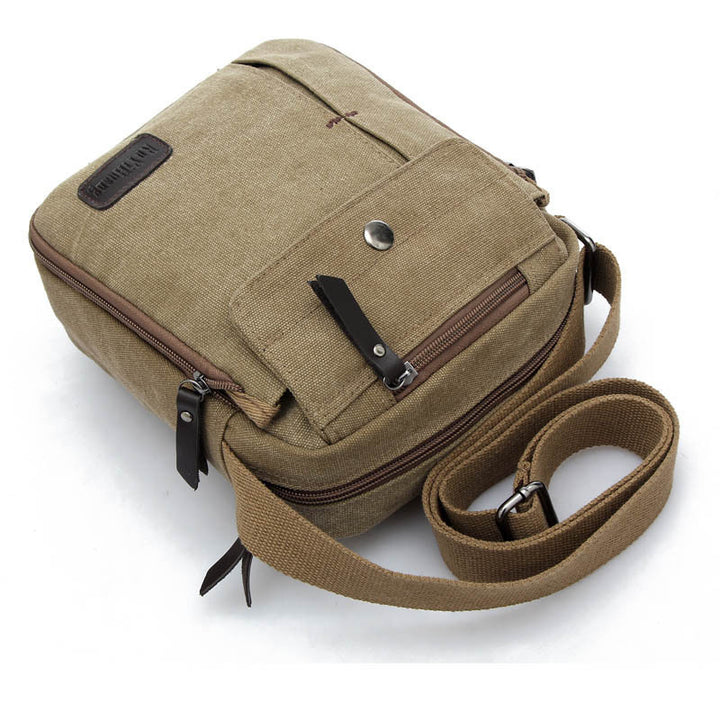 Men's Canvas Bag Shoulder Messenger Small Bag Messenger Bag Leisure Multifunctional Fashion Sports Travel Backpack Korean Version Of The Vertical Style