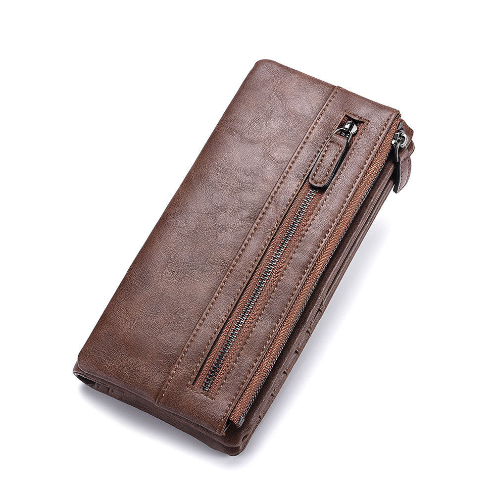 New Men's Long Wallet Zipper Wallet Trendy Youth Soft Wallet