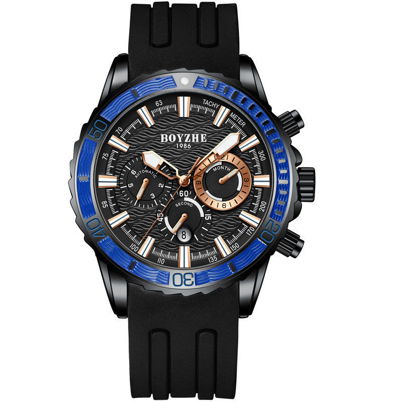 Men's Watch Multifunctional Silicone Strap Mechanical Watch