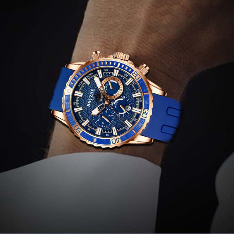 Men's Watch Multifunctional Silicone Strap Mechanical Watch