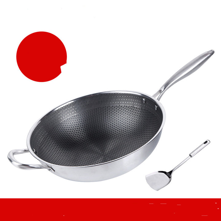 Stainless Steel Wok Non-Stick Pan Uncoated Household Induction Cooker Gas Stove Special Cooking Pan Non-Stick Pan