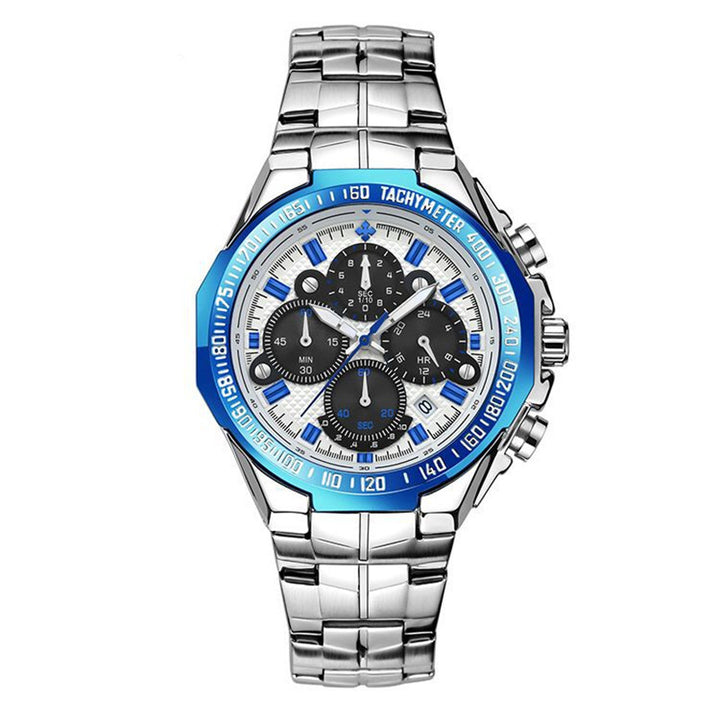 WWOOR Multifunctional Men's Steel Band Six-Hand Quartz Watch Waterproof Casual Chronograph Luminous Watch 8868