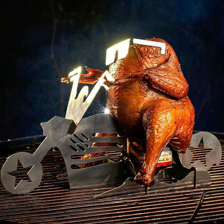 Chicken Stand Beer Funny American Motorcycle BBQ Steel Rack Tools Funny Roast Chicken Rack Grilling Roast Rack