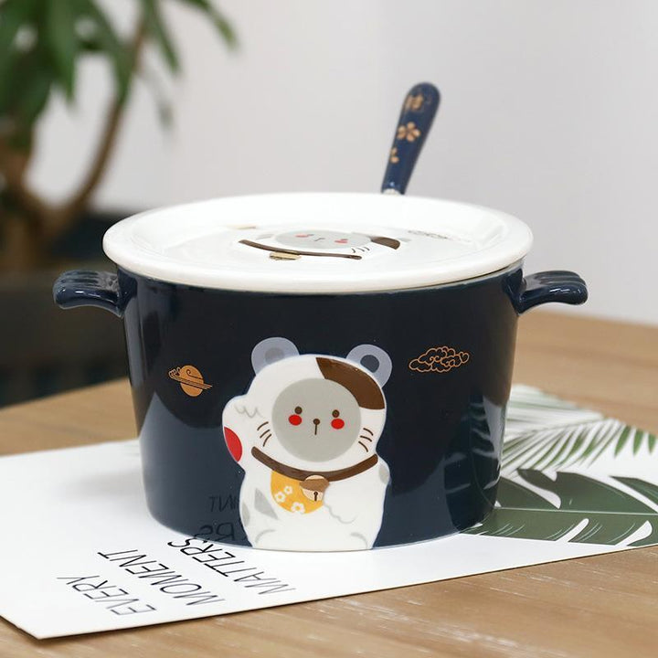 3D Three-Dimensional Relief Cartoon Ceramic Instant Noodle Bowl