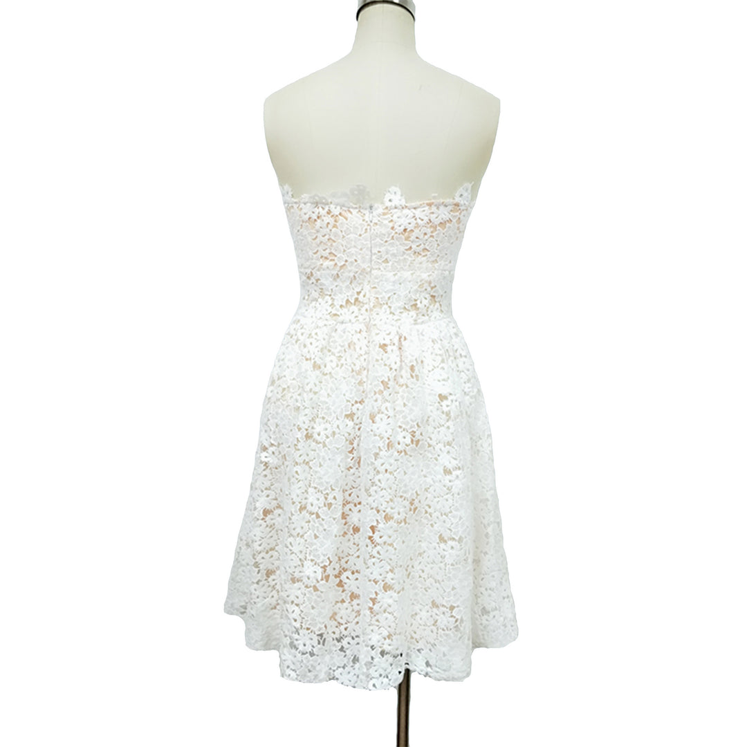 Women's White Floral Wrapped Chest Evening Dress