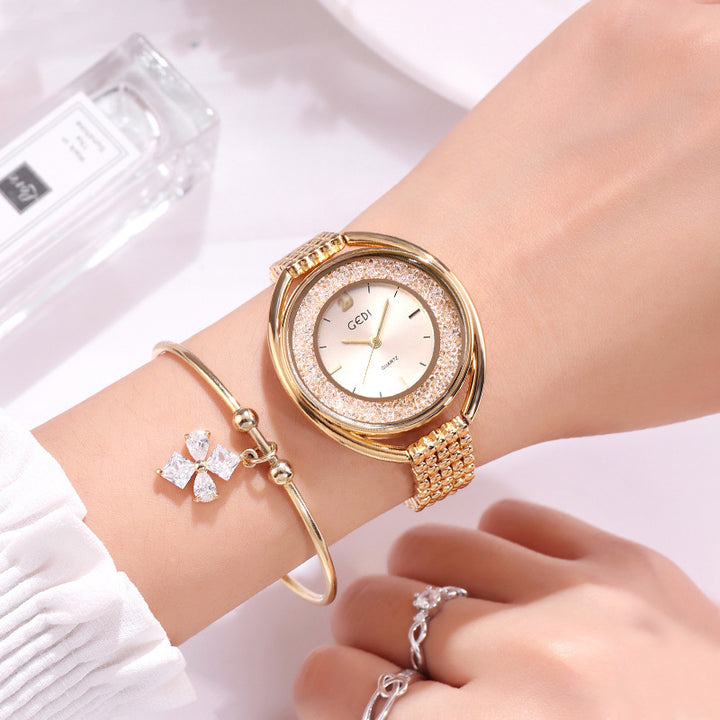 Watch Women Water Diamond British Watch Steel Band Waterproof Ladies Watch