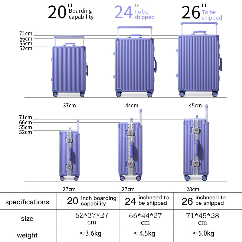 Wide Handle Carry-On Trolley Suitcase for Men and Women