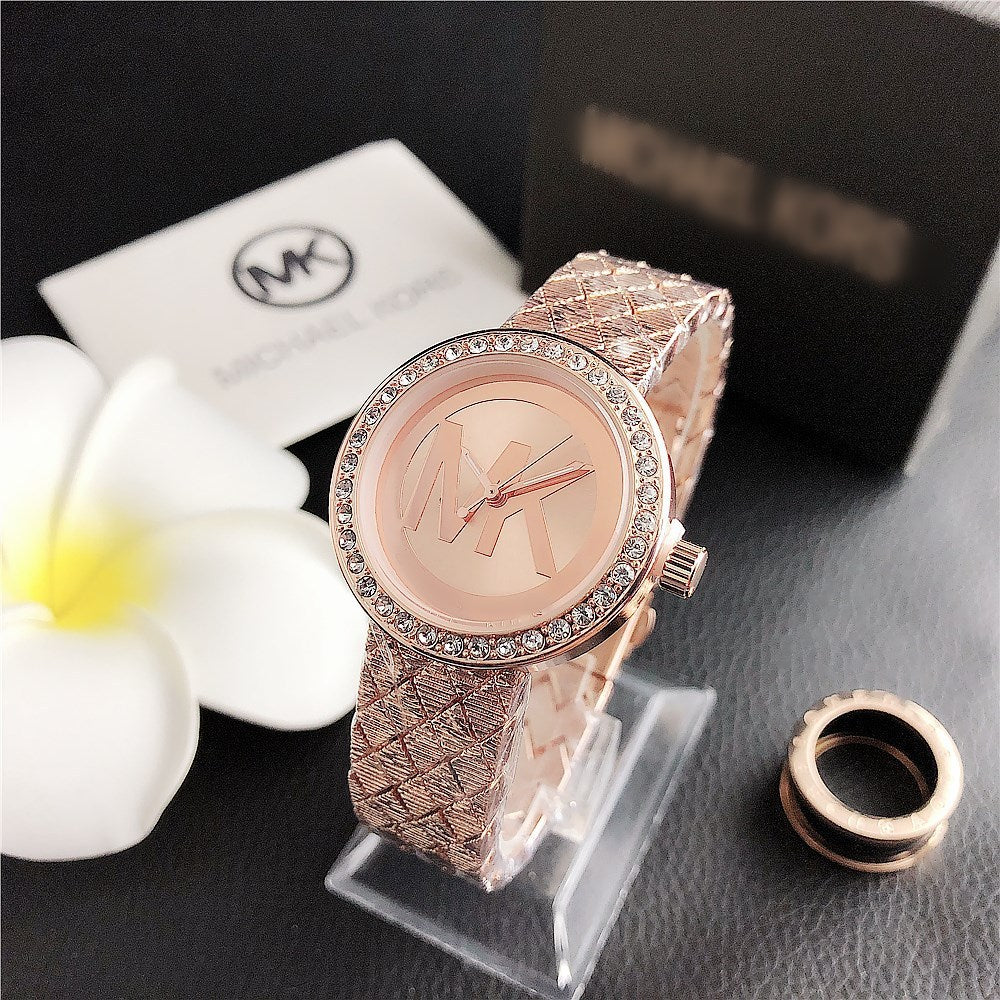 Quartz Watch Simple Fashion Diamond Steel Band Female Watch