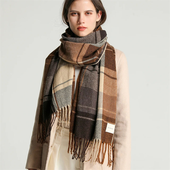 Elegant Cashmere-Feel Pashmina Shawl Wrap with Tassel