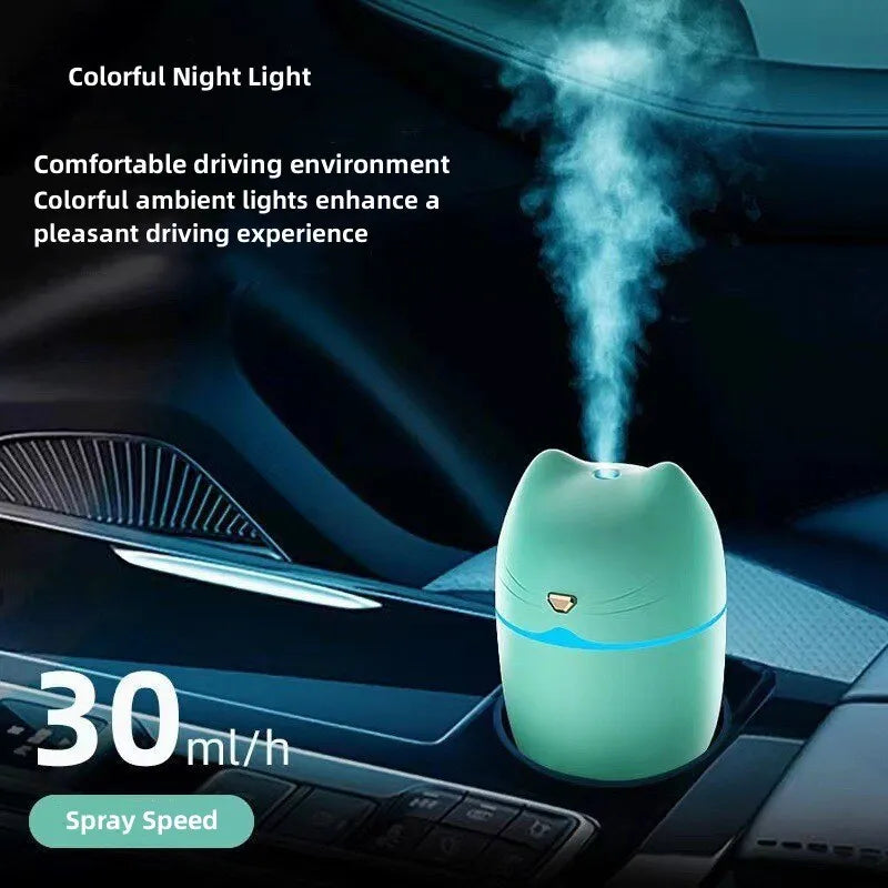 Compact Ultra-Quiet Car Humidifier with Large Capacity and Aromatherapy Function