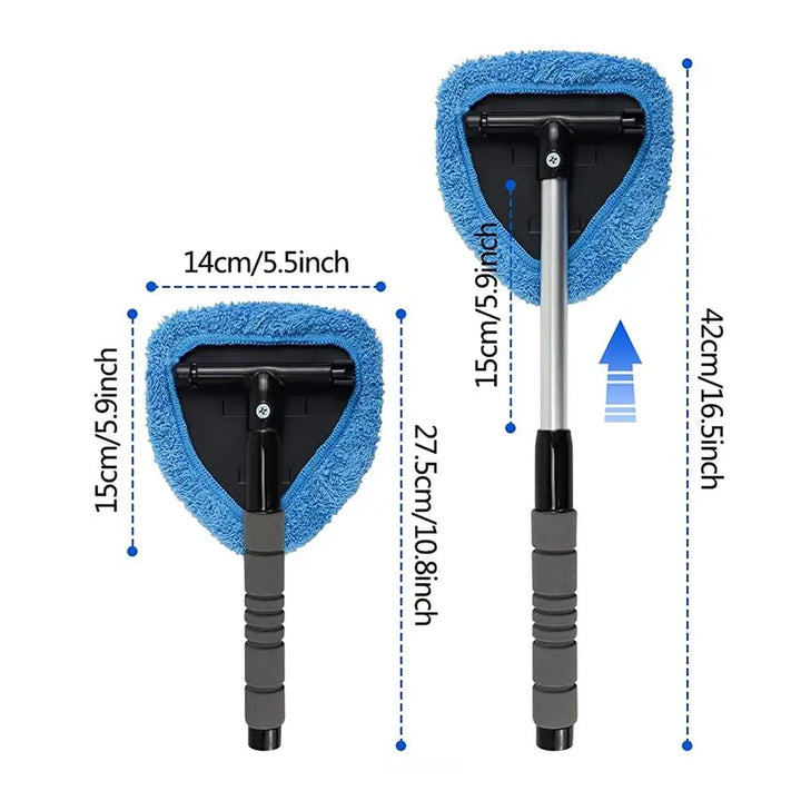 Telescopic Car Windshield Cleaner with Microfiber Pad and Detail Brush