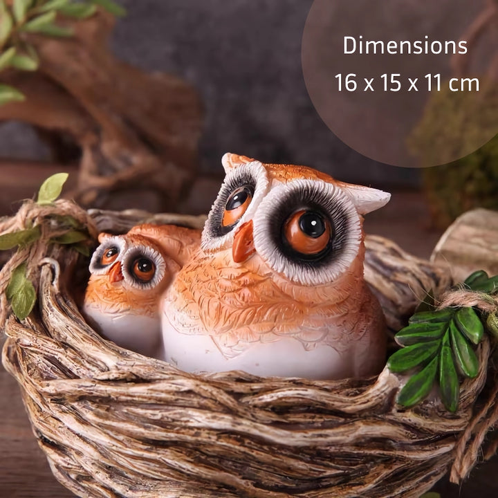 Owl in Nest Resin Sculpture