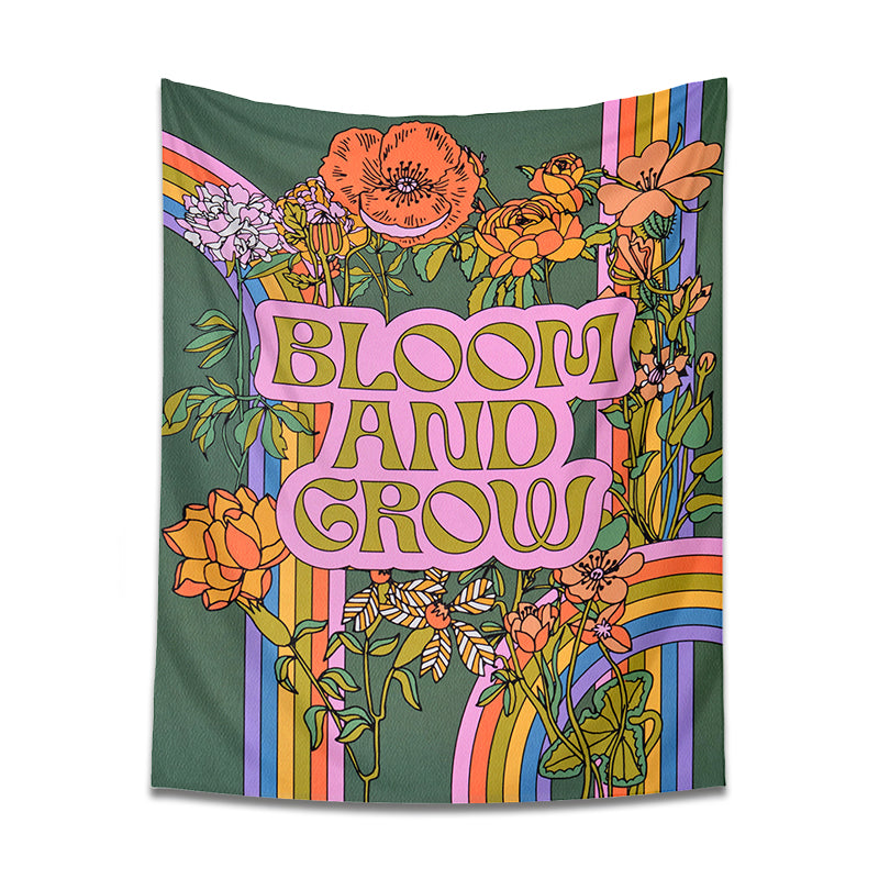 70s Retro Rainbow Flower Tapestry Wall Hanging