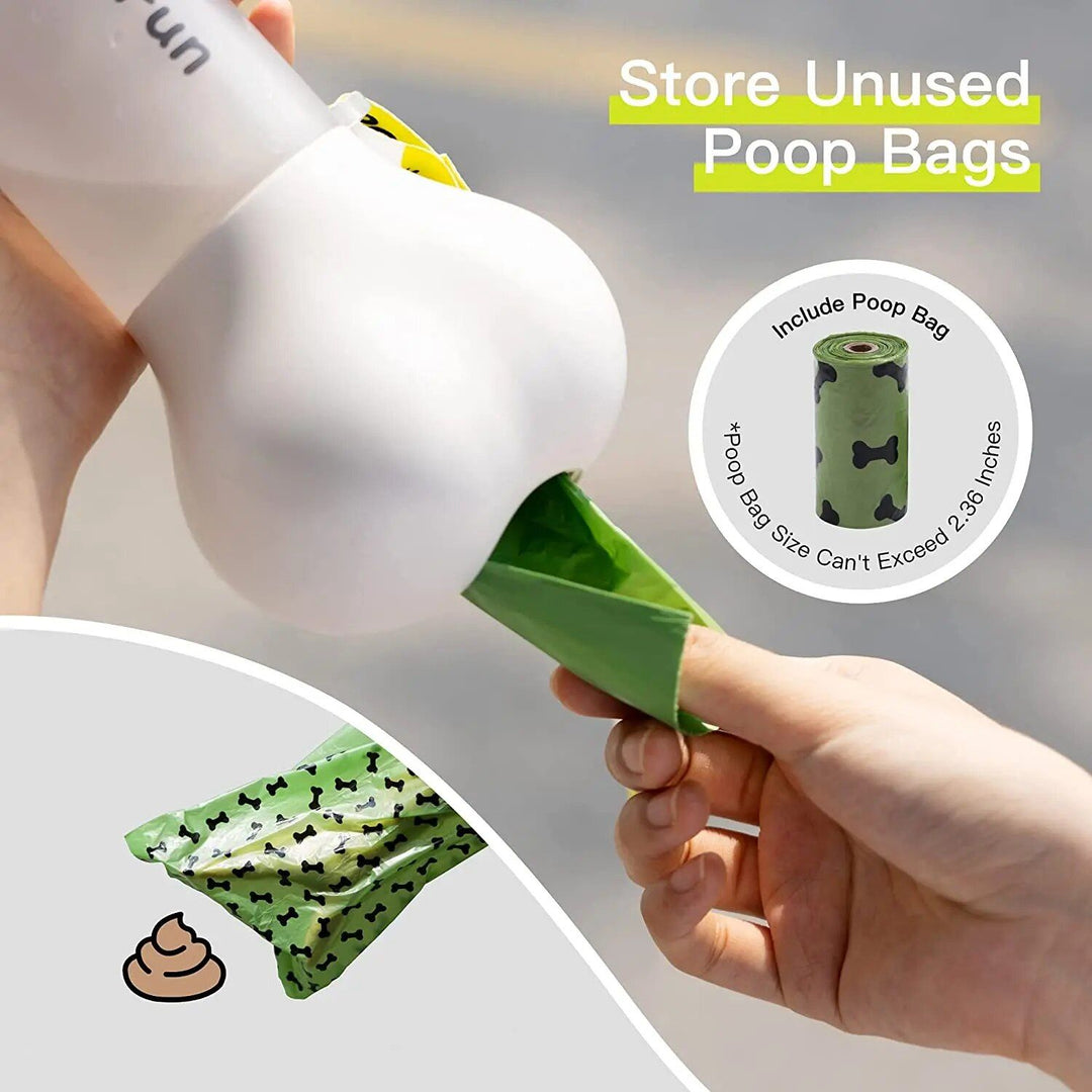 2-in-1 Portable Dog Water Bottle & Food Feeder with Bag Dispenser