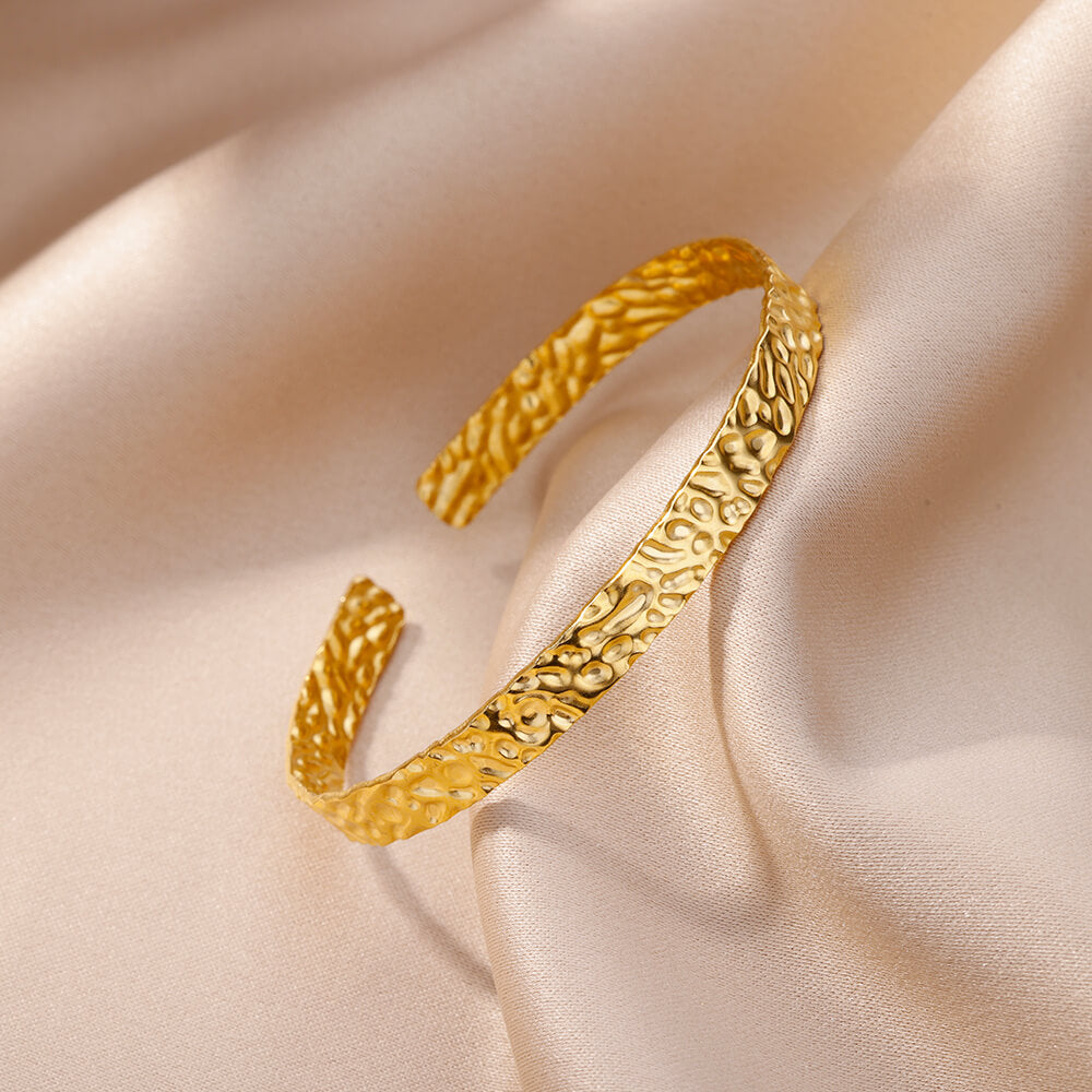 Gold Adjustable Stainless Steel Cuff Bracelet for Women