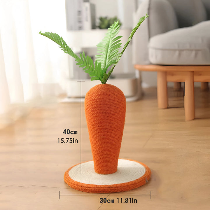 Cute Carrot Cat Tree Sisal Hemp Scratching Post – 40x30cm Wooden Cat Tower