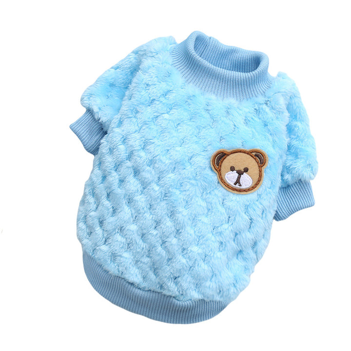 Soft Fleece Dog and Cat Coat with Bear Embroidery