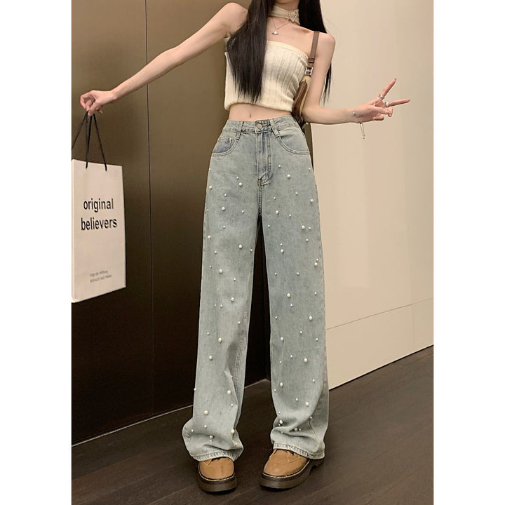 Jeans Women's Summer New Design Sense High Waist Straight Wide Leg Pants