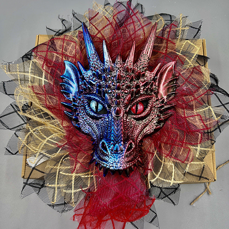 Halloween Full Face Dragon Mask Garland Ball Party Decoration Wreath