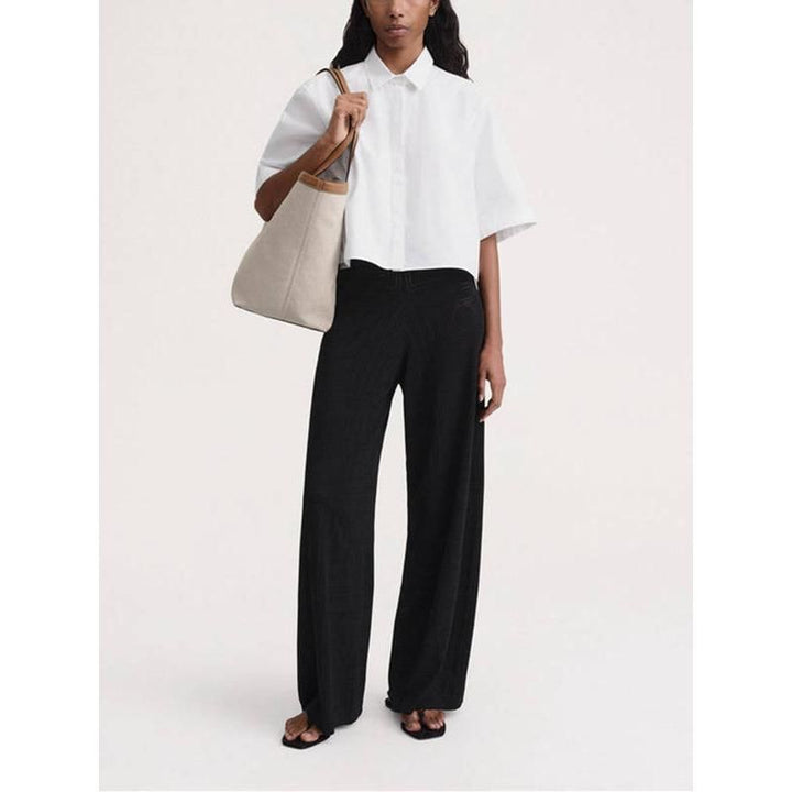 High-Waist Hollow-Out Knit Trousers