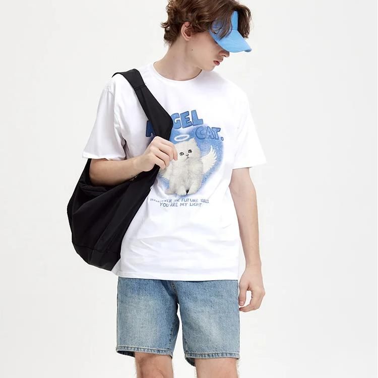 Angel Cat Graphic Cotton T-Shirt