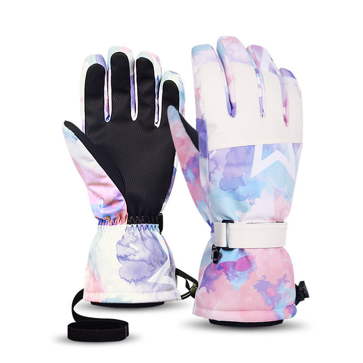 Ski Gloves Men And Women Winter White Warm Cycling Sports Touch Screen Five Fingers