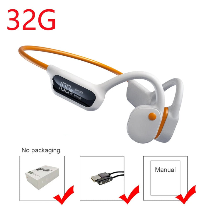 Bone Conduction Wireless Earphones with MP3 Player, Bluetooth 5.3, Waterproof IPX8, and Mic