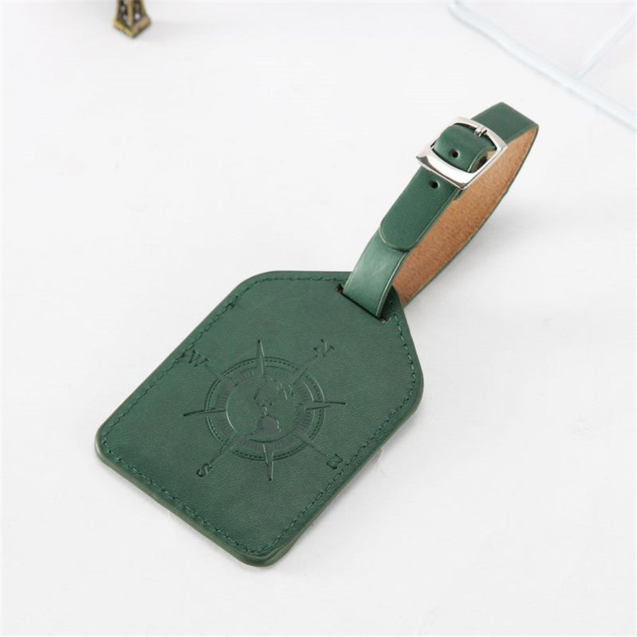 Compass Leather Luggage Tag