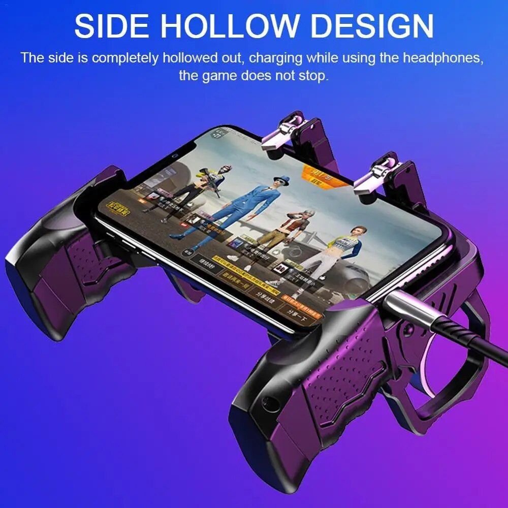 Universal Mobile Game Controller with Trigger Fire Buttons for PUBG - Joystick Gamepad Helper for iOS & Android Phones