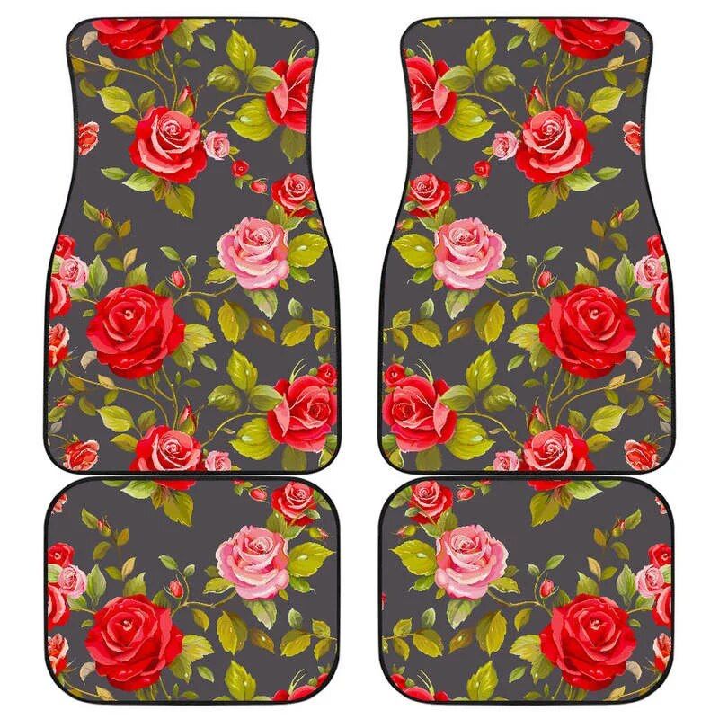 Rose-Blush Floral Car Floor Mats Set (4PCs)