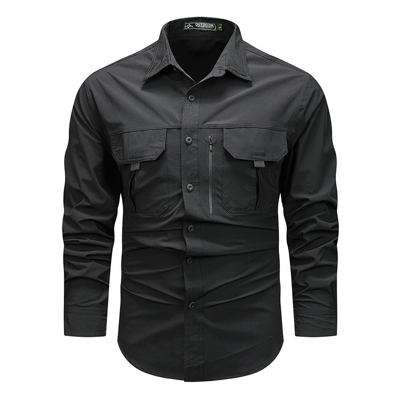 Retro Workwear Shirt Men's Long-sleeved Spring Fashion Brand Casual Overshirt