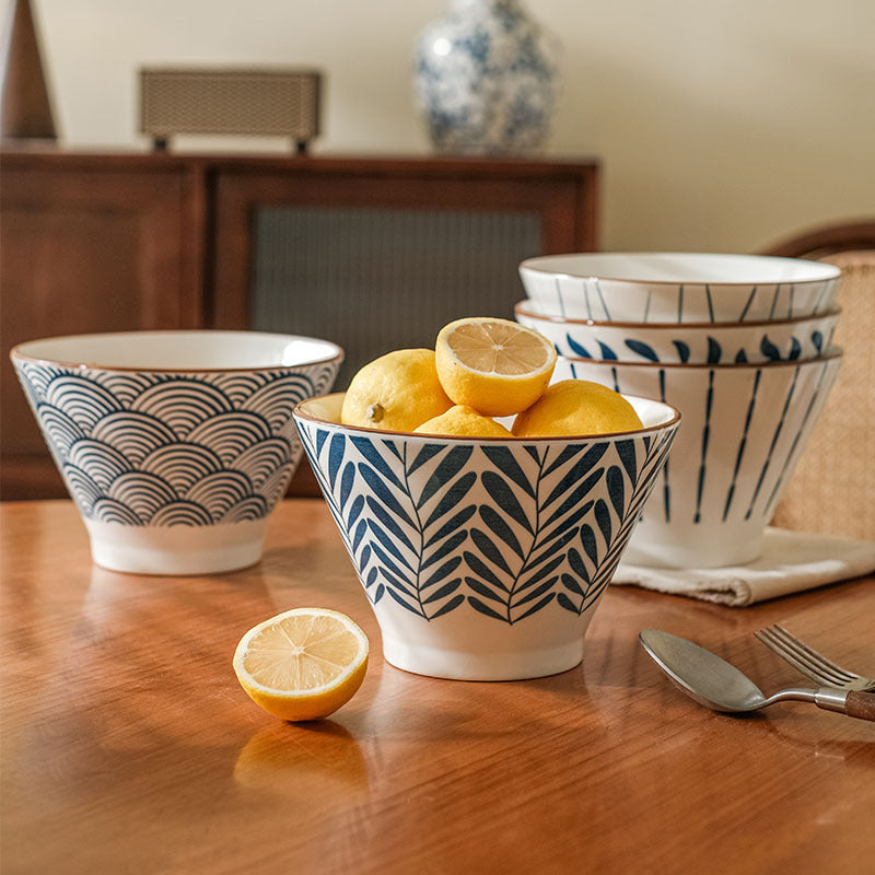 Noodle Bowl Homemade Underglaze Ceramic Rain-hat Shaped Bowl