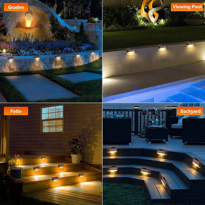 Solar LED Step Lights - Warm White Waterproof Outdoor Pathway and Garden Illumination