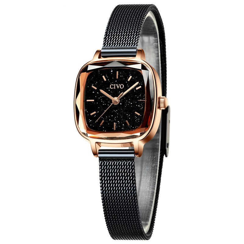 Square temperament ladies watch