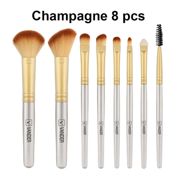 8Pcs Makeup Brush Set for Foundation, Powder, Blush & Eyeshadow - Face Beauty Tools