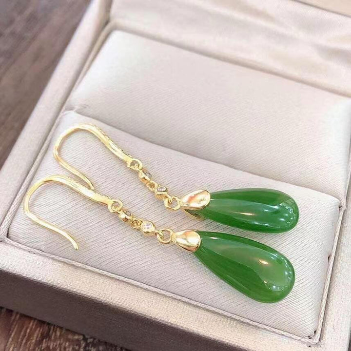 Fashion Trend Green Chalcedony Earrings