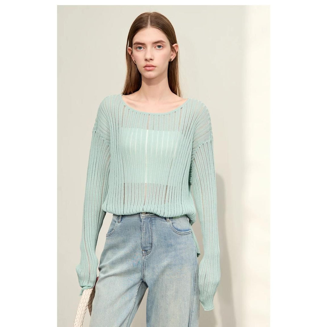 Spring Casual Hollow Out Knit Blouse