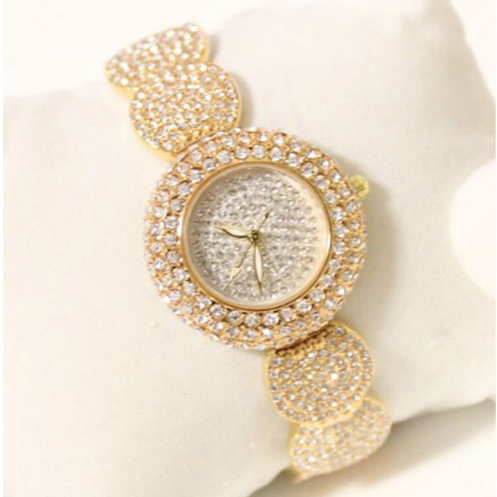 Steel band crystal full diamond watch