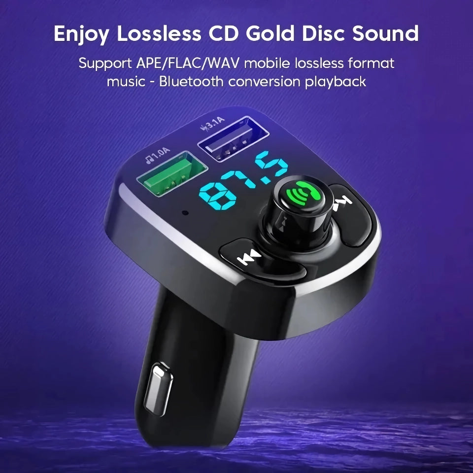 LED MP3 Car Bluetooth FM Transmitter with Dual USB Charger & Hands-Free Calling