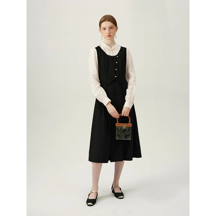 Elegant Office Lady A-Line Dress with Turtleneck