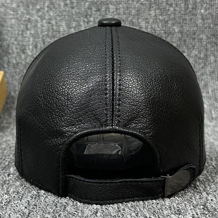 New All-matching Genuine Leather Baseball Cap Men